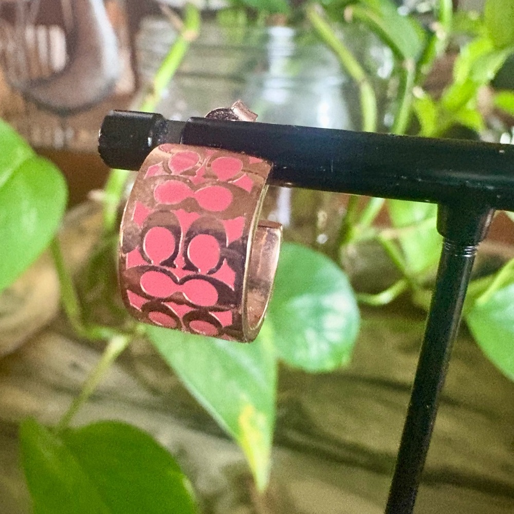 Coach Logo Huggie Earrings. Fast shipping. - Picture 2 of 8